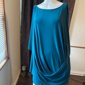 Luxe addition NY Teal boat neck side ruched Dolman sleeves blouse, size 2X